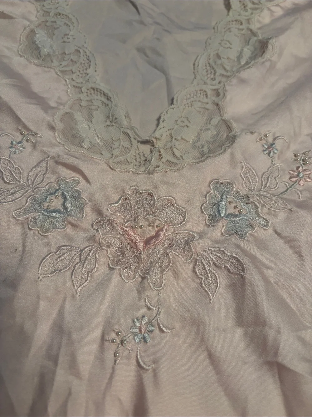 Classic Lace-Trim Pink Slip Dress or Sleep Chemise - Picture 4 of 5
